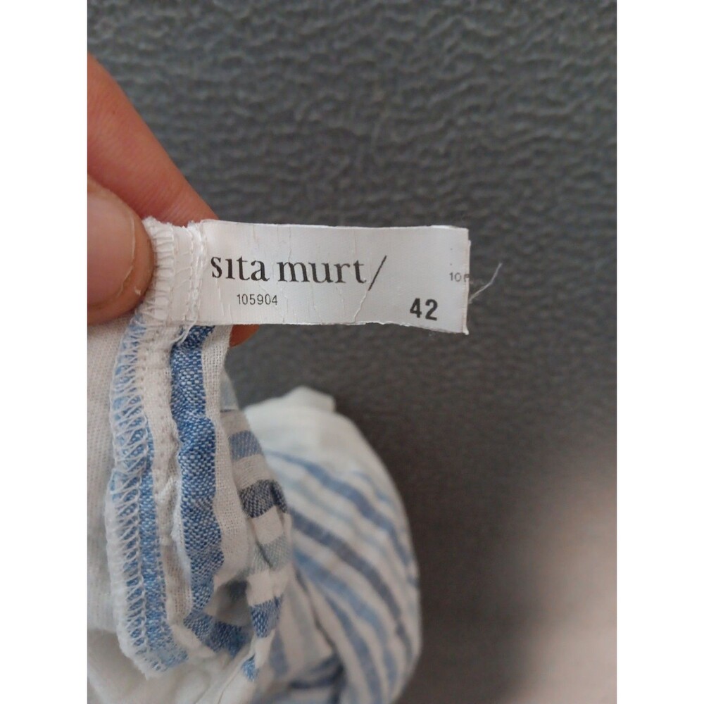 Sita murt Women Blue Short Sleeve Top SIZE 42 (10) Cotton Linen Blend Resort - Picture 6 of 10